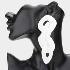 White Link Dangle Earrings