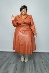 Cognac Flare Skirt Set