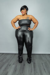 Black Tube Faux Leather Top