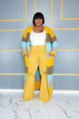 Mustard Distressed Bell Bottom Jeans