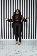 Black Crochet Sheer Top