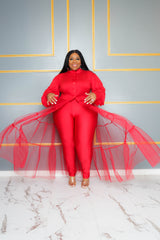 Red Long Tulle Maxi Top