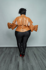 Cognac Tiered Vegan Leather Top