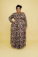 Chocolate Giraffe Print Skirt Set