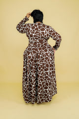 Chocolate Giraffe Print Skirt Set