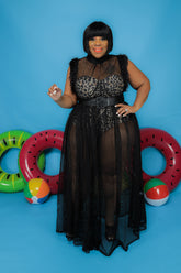 Black Netted In Leopard Maxi Dress