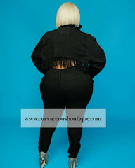 Black Knee Slit Jeans