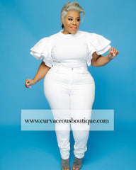 White Basic Hi Waist Jeans