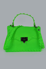 Neon Green Studded Clutch / Review Covid-19 Policy