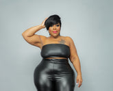 Black Tube Faux Leather Top