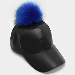 Blue Pom Pom Basketball Cap
