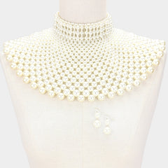Cream Pearl Armor Bib Necklace