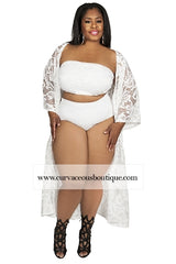 White Winter Lace Swim Set