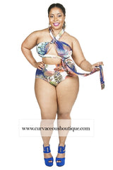 Palm Print Swimsuit Set