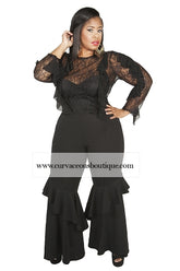 Black Salsa Ruffle Tiered Pants