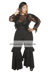 Black Salsa Ruffle Tiered Pants