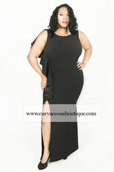 Black Amy Split Gown
