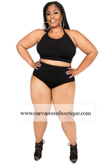 Black Halter 2Pc Swimwear