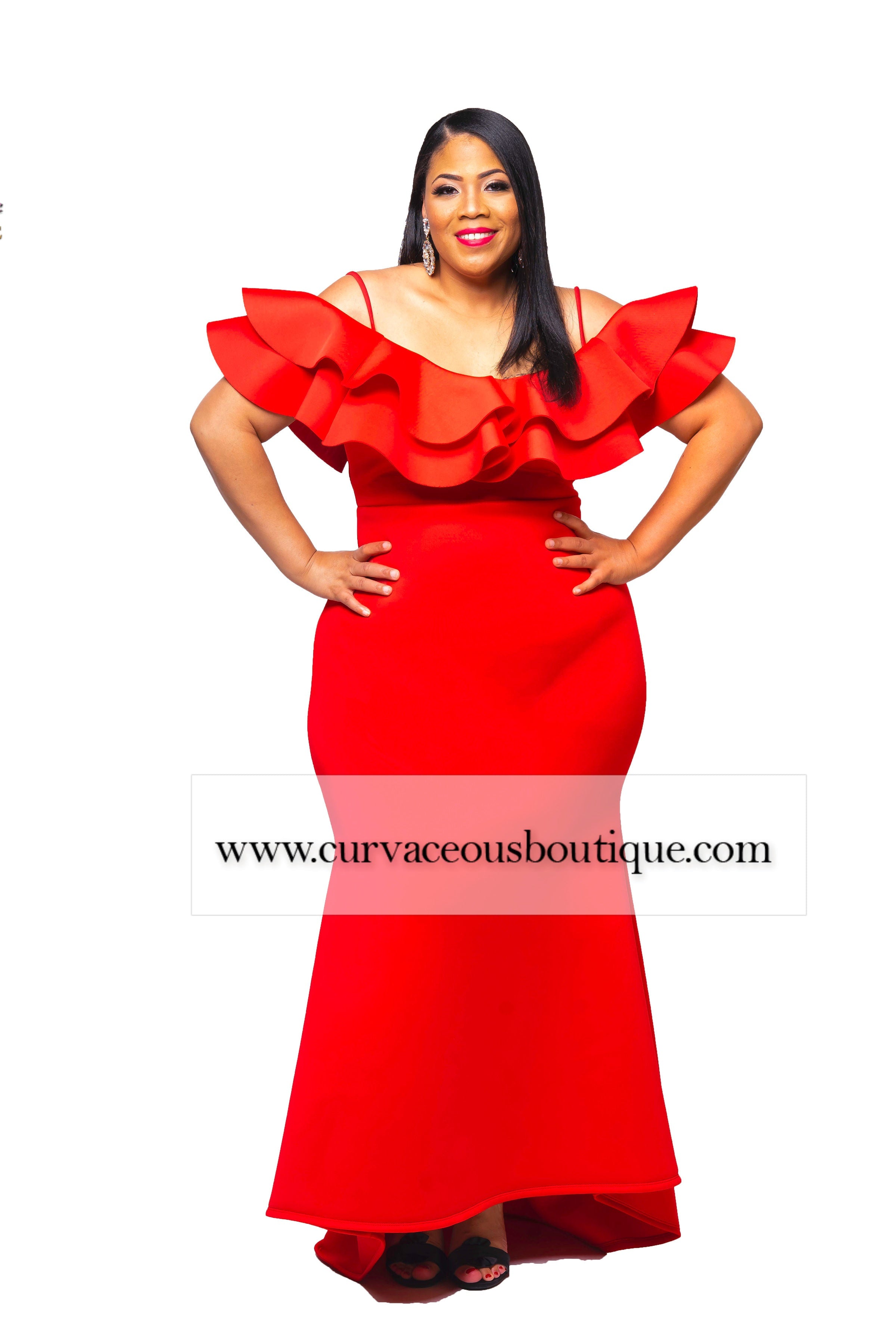 Red Kim Ruffle Gown