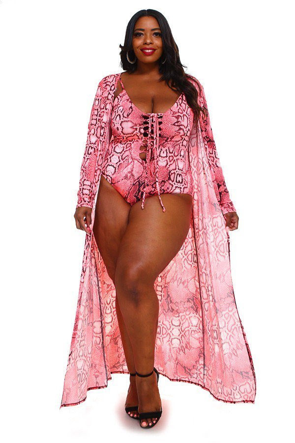 Snake print best sale swimsuit plus size