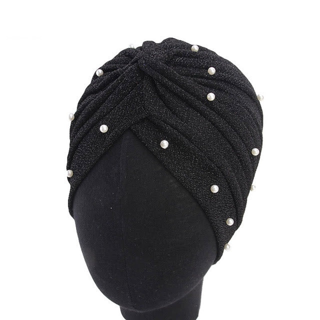 Black Pearl Knot Twist Turban