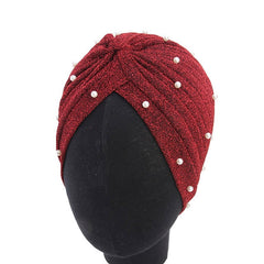 Wine Pearl Knot Twist Turban