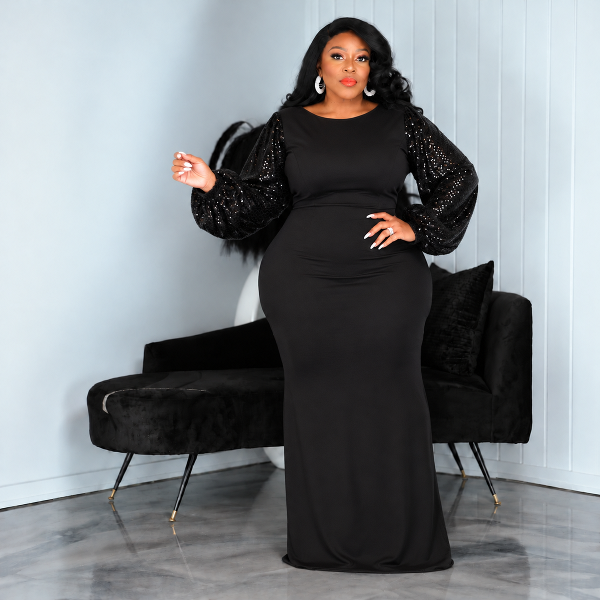 Black Runway Sequin Gown
