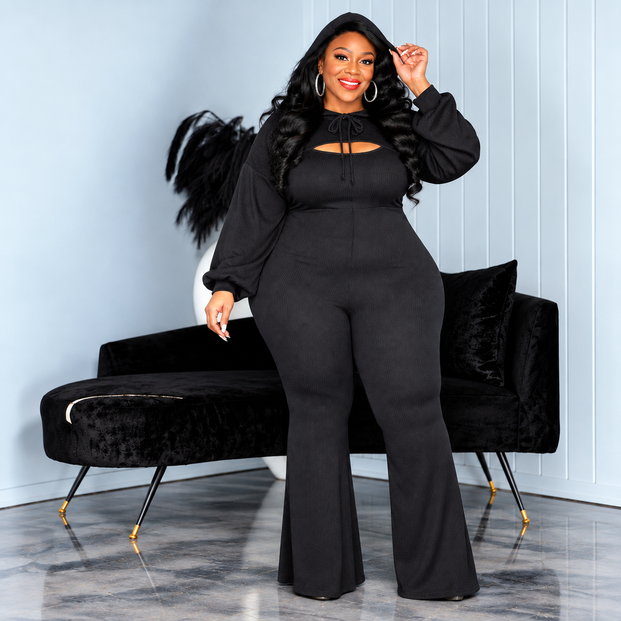Black Get It Ribbed Set