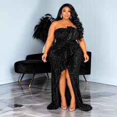 Black Winnie Sequin Gown
