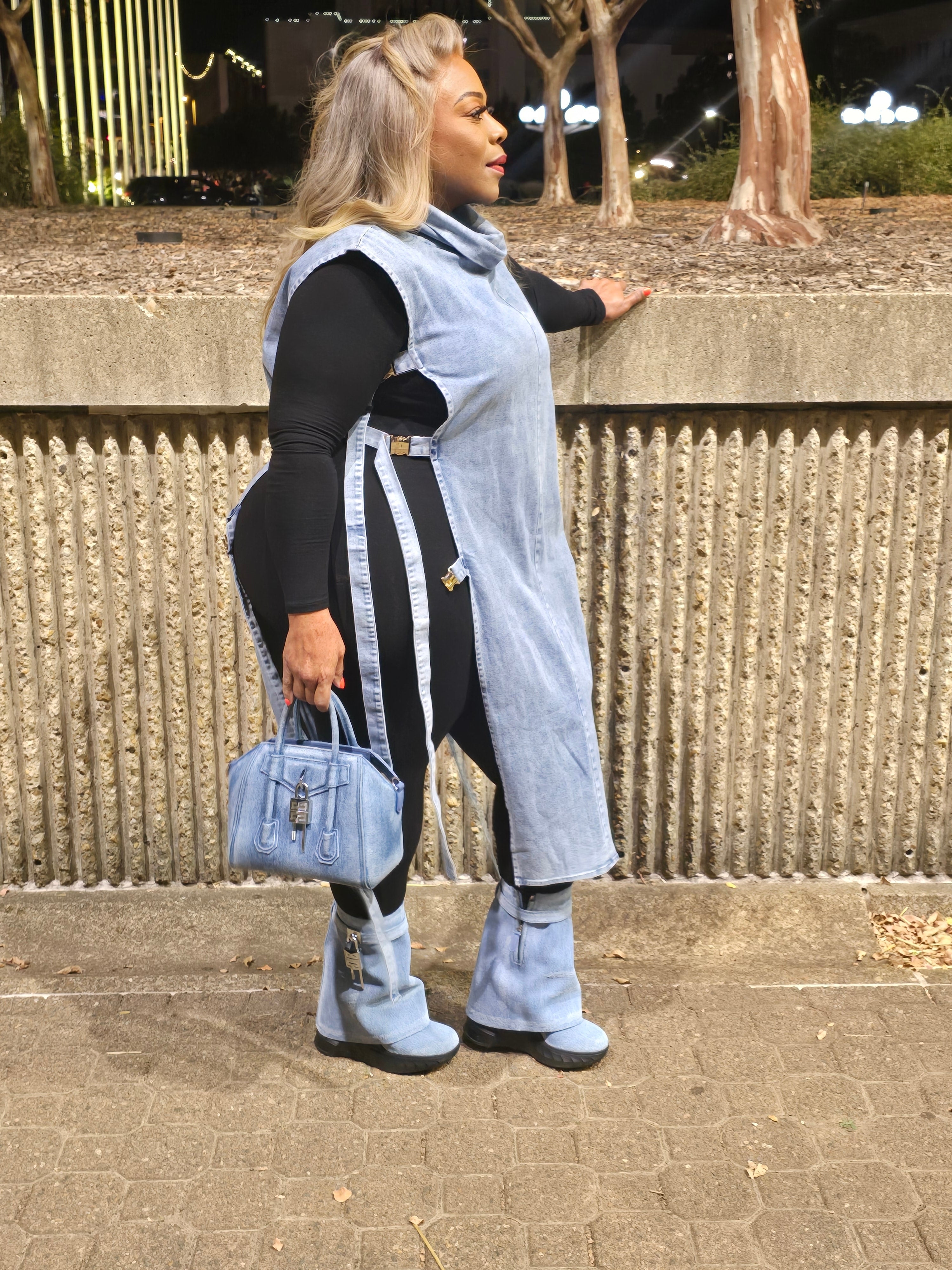 Blue Open Side Denim Vest