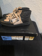 Black/Beige Leather And Nubuck CC High Top Sneakers