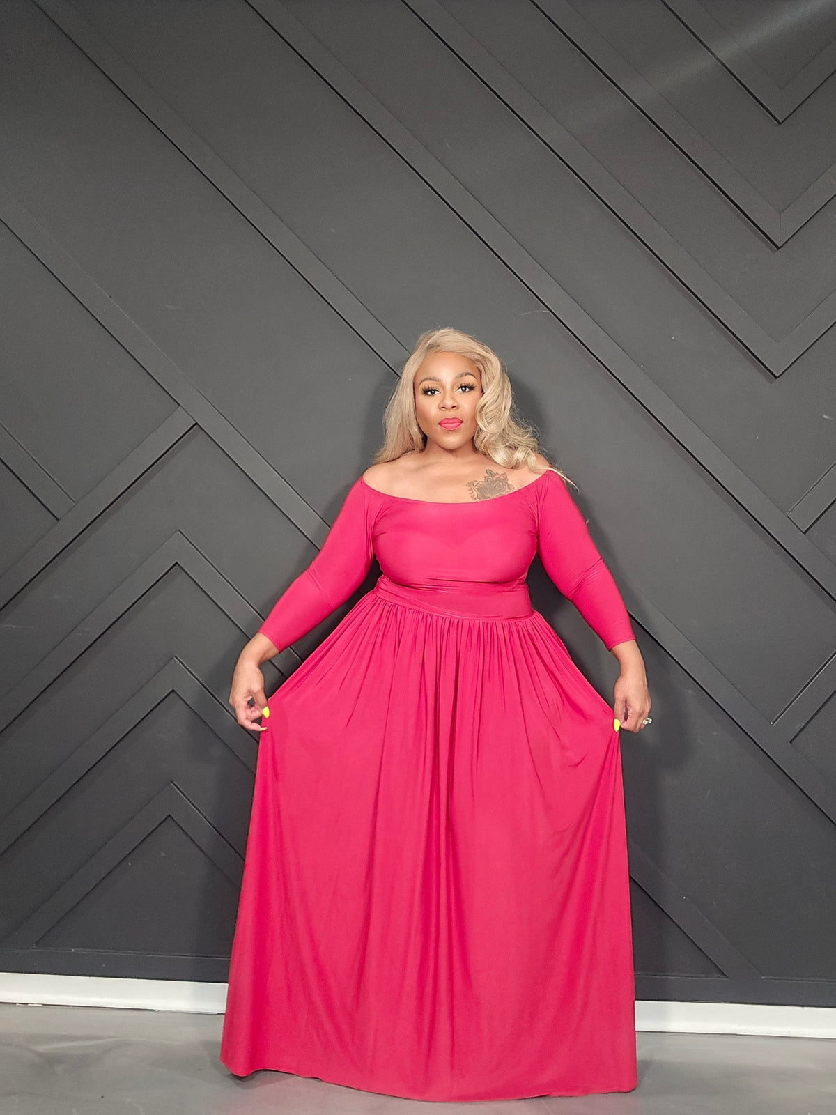 Burgundy Off Shoulder Dress – Curvaceous Boutique