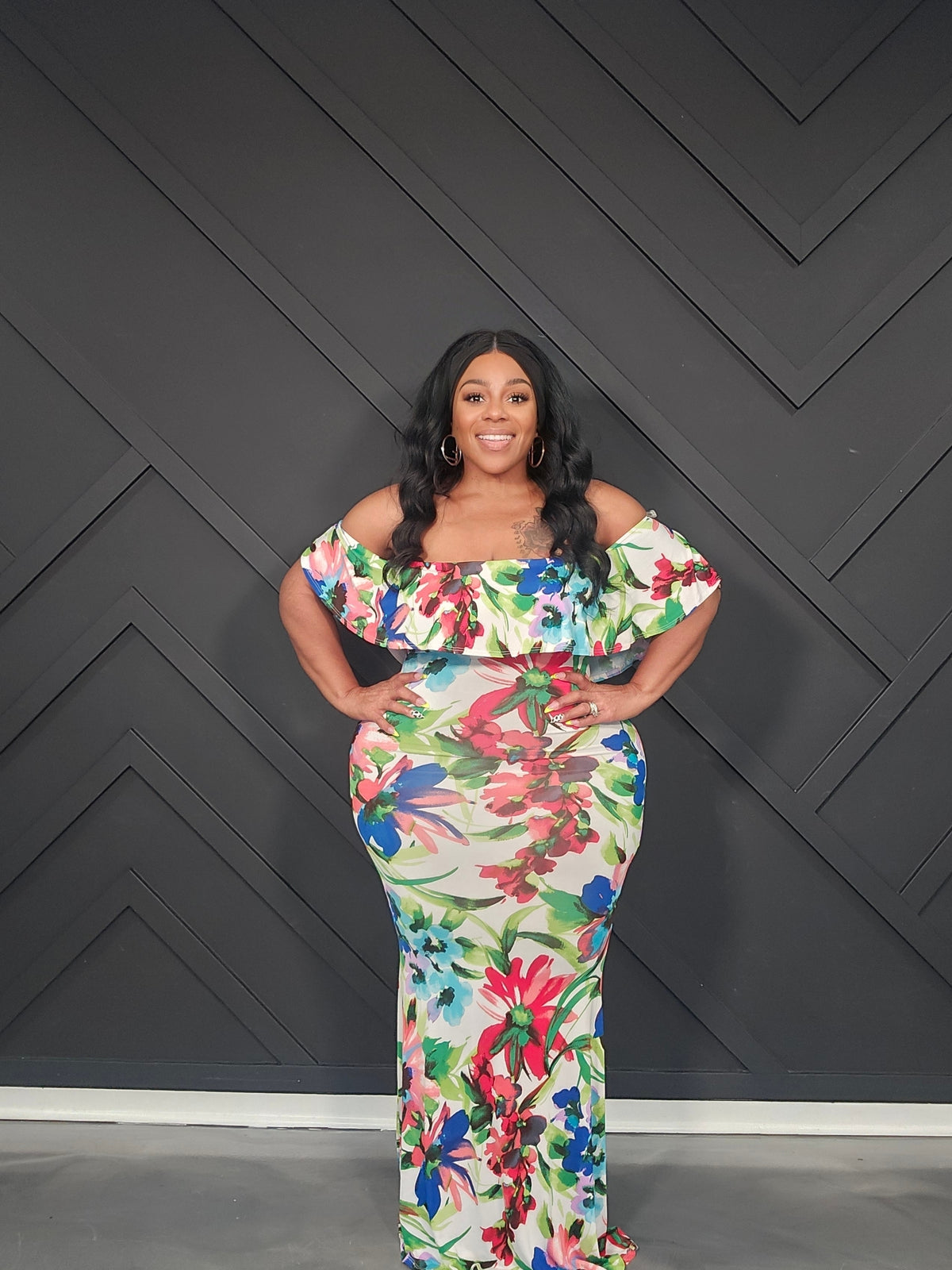White Floral Ruffle Dress