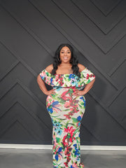 White Floral Ruffle Dress