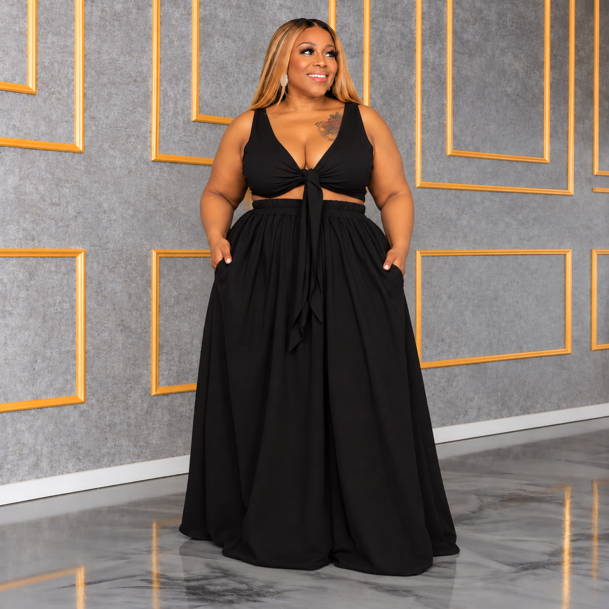 Black Y-Not Skirt Set