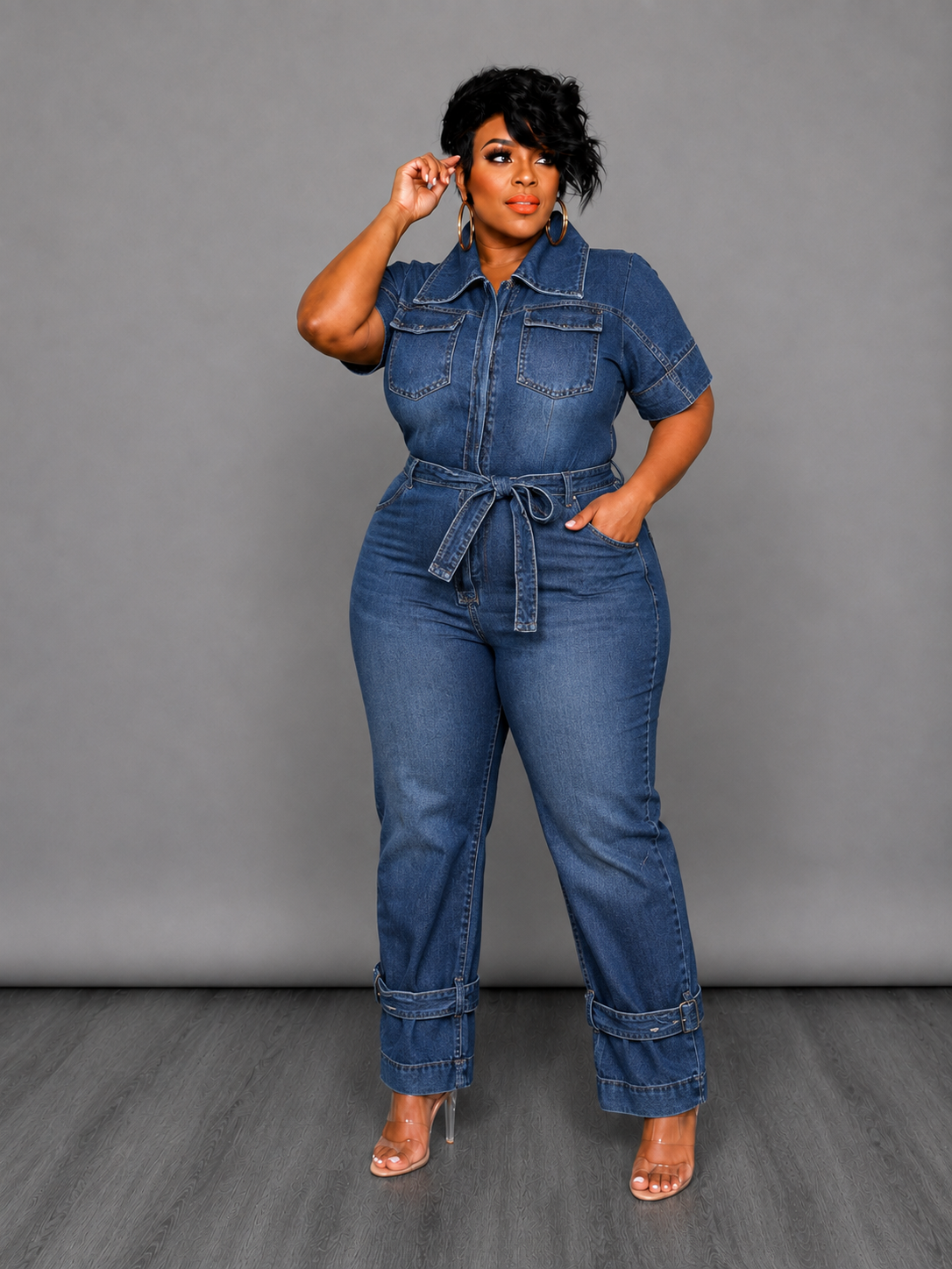 Denim Zipper Jumpsuit