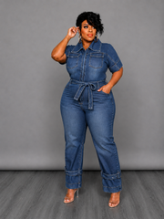Denim Zipper Jumpsuit