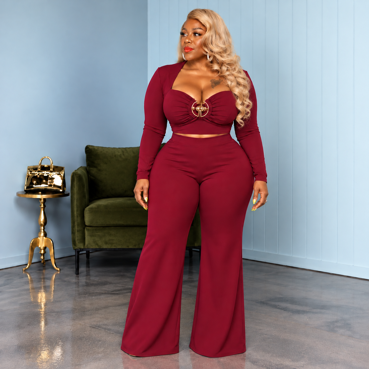 Burgundy Laila  Pant Set