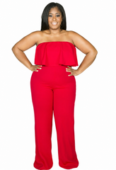 Red Tube Ruffle Jumpsuit
