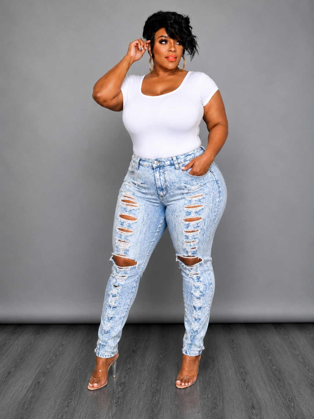 Light Acid Ripped Jeans