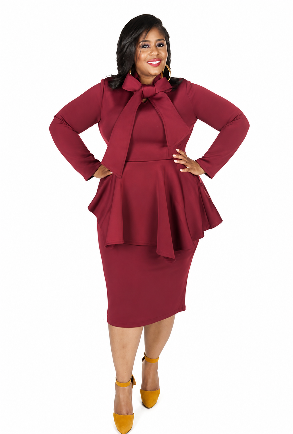 Burgundy Peplum Dress