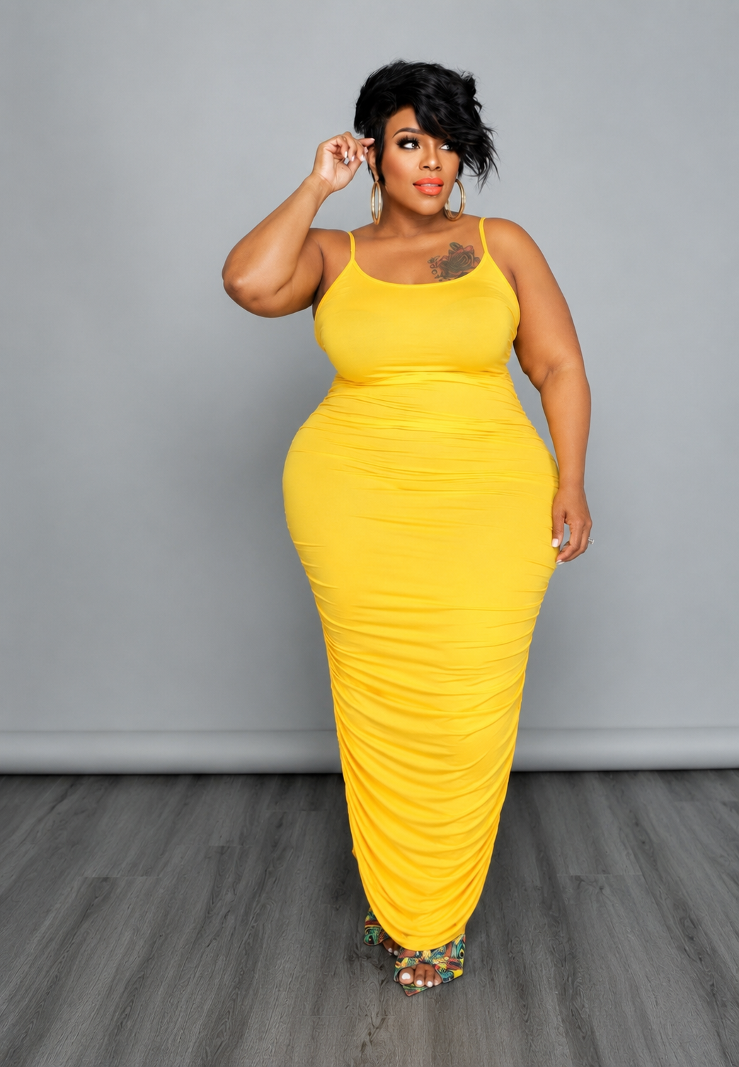 Yellow Ruch Dress