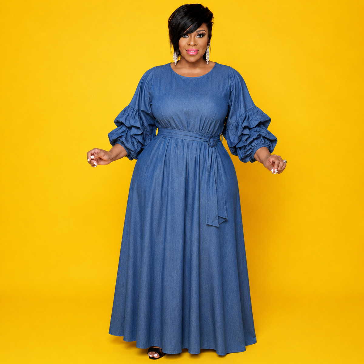 Ruch Sleeve Maxi Dress