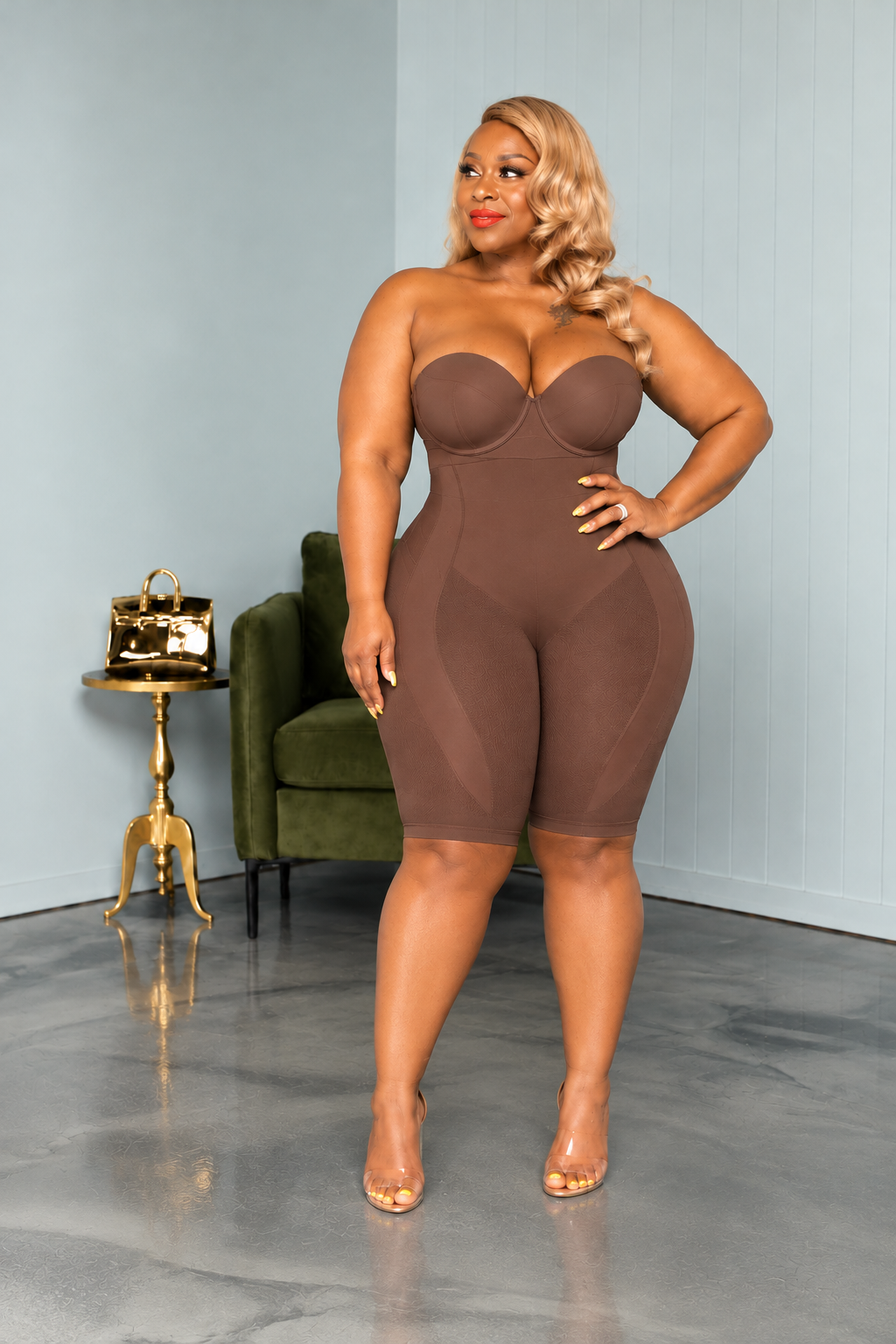 Brown Short Seamless High Waist Shaper