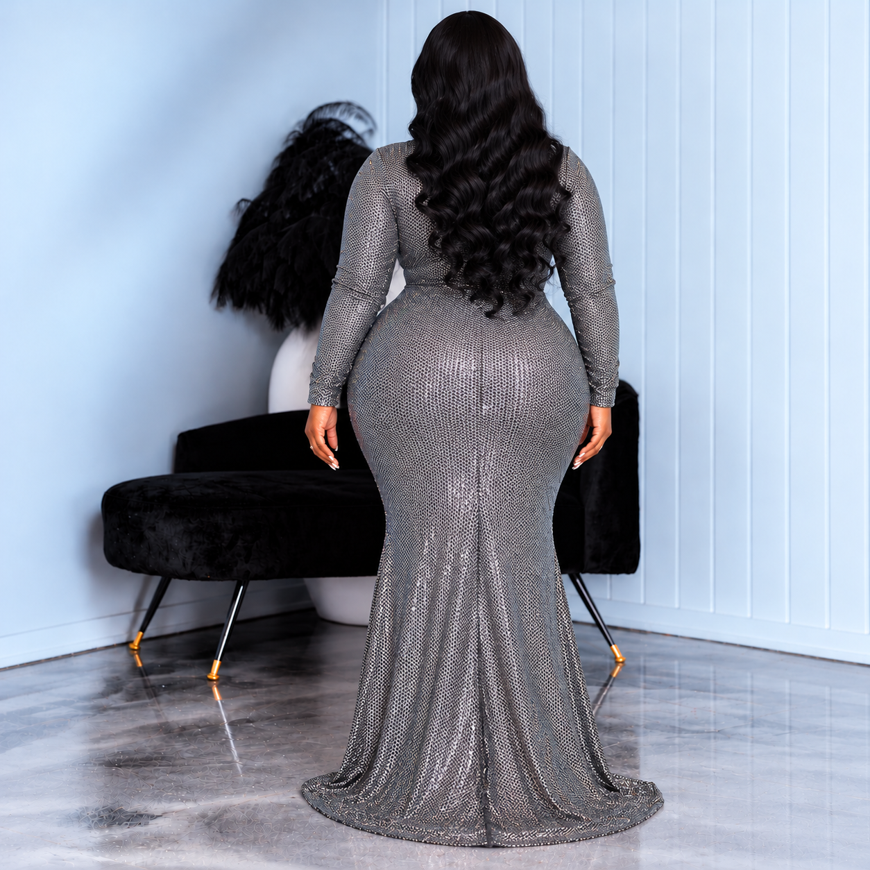 Set In Metallic Gown