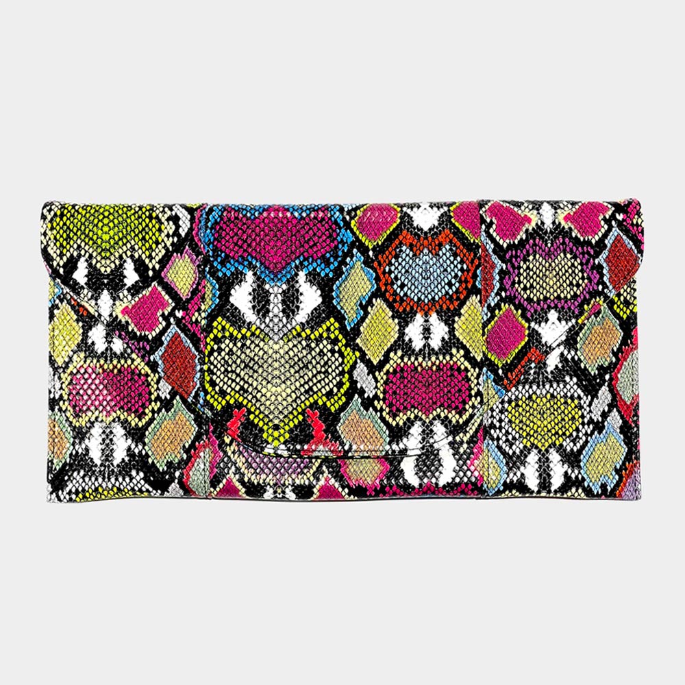 Pink Skin Patterned Envelope Clutch