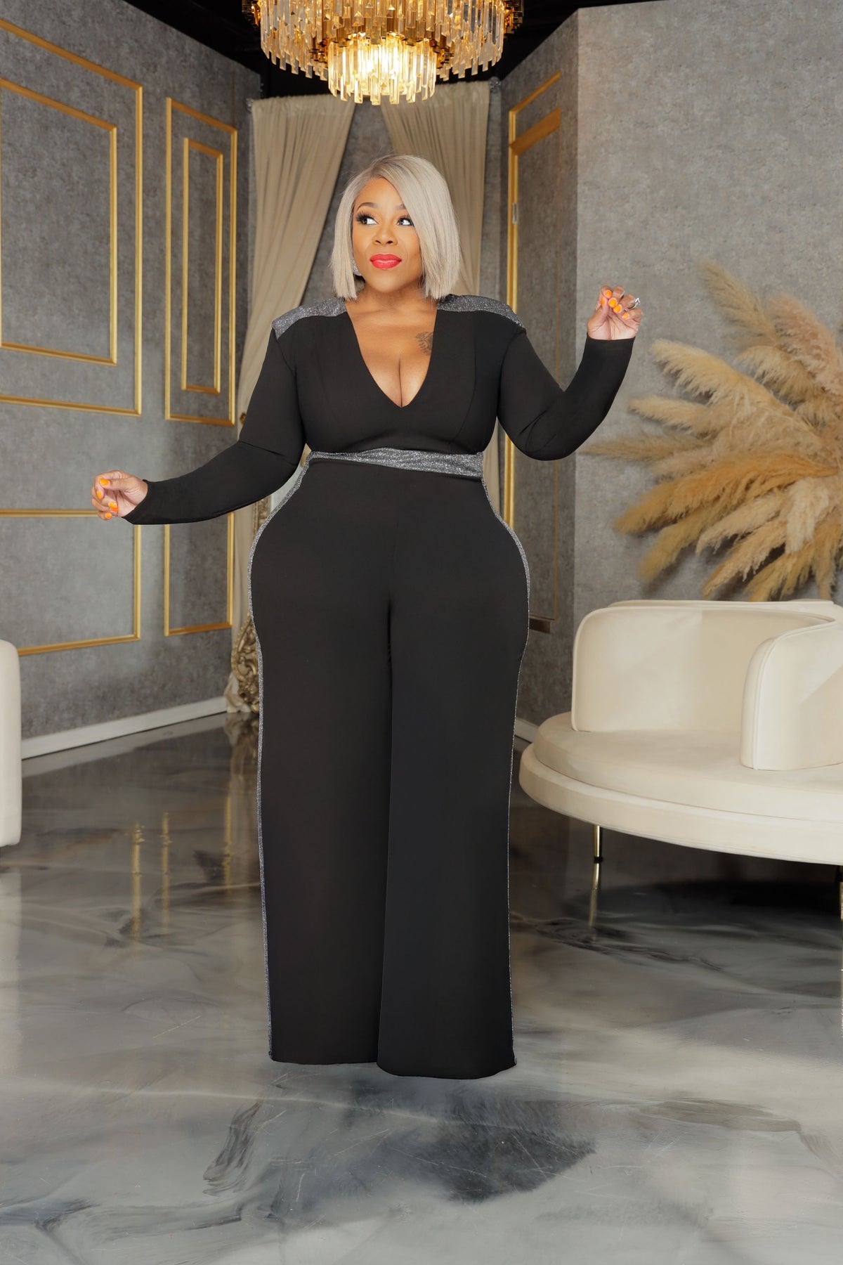Black Glam Side Jumpsuit