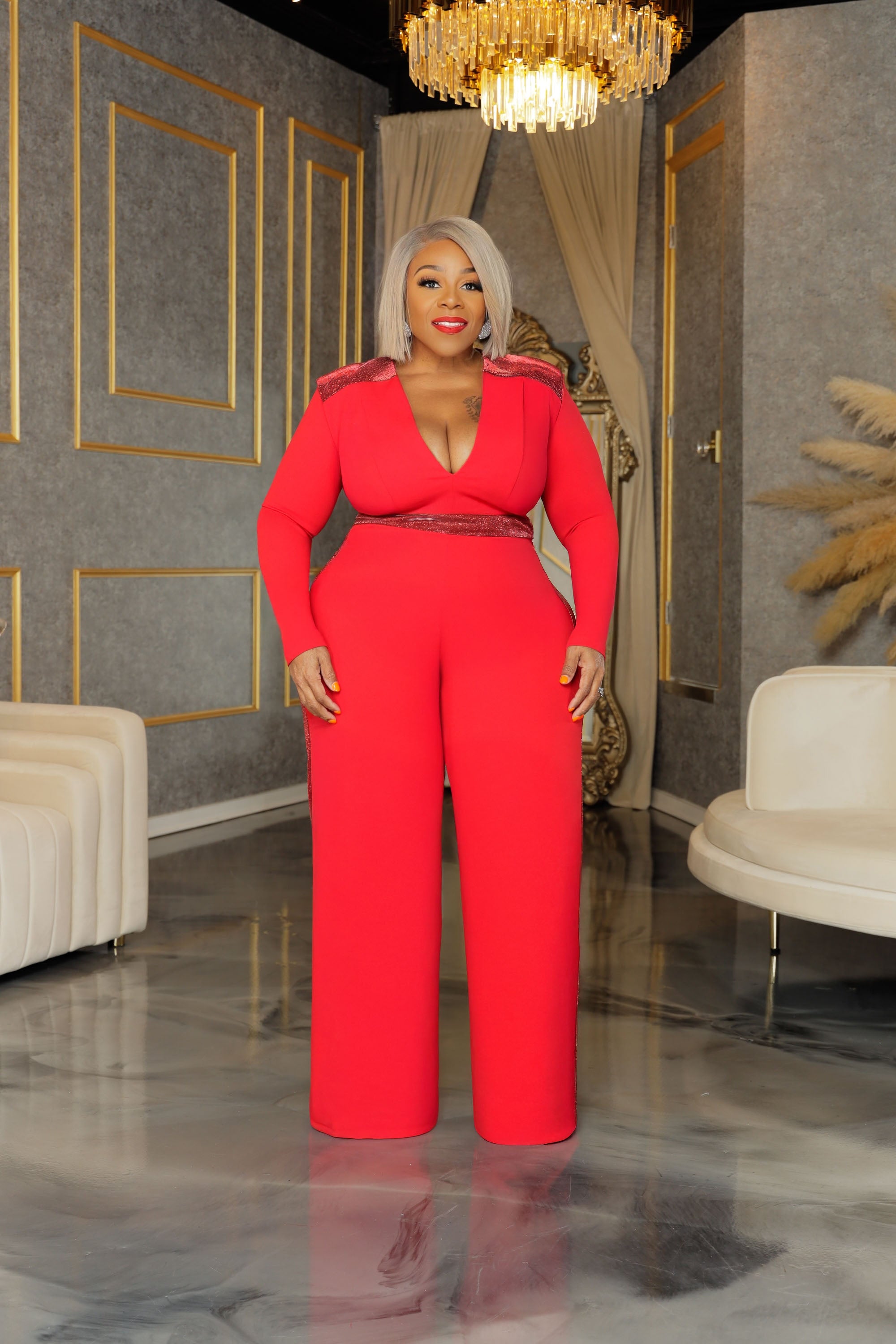 Red Glam Side Jumpsuit