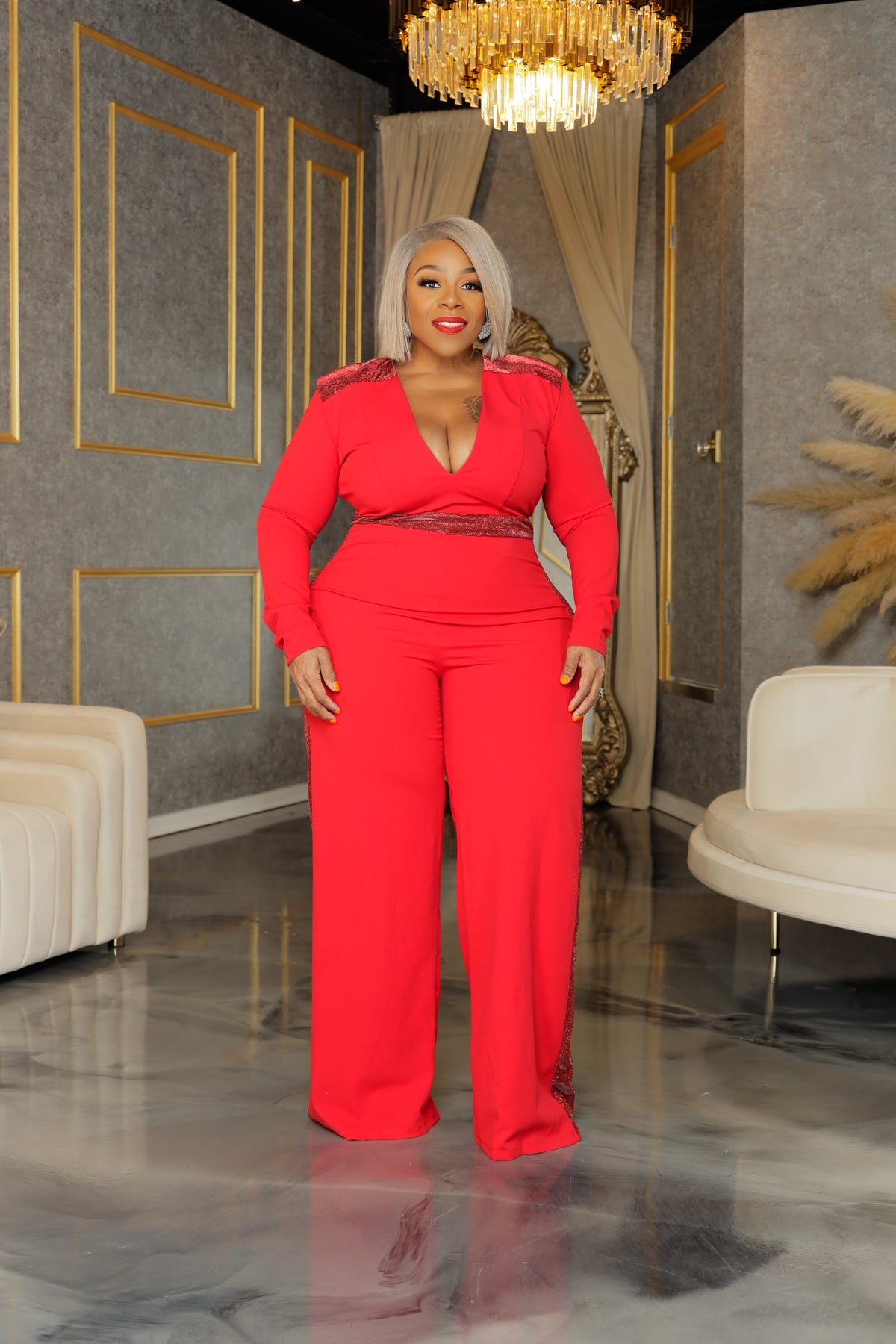 Red Glam Side Jumpsuit