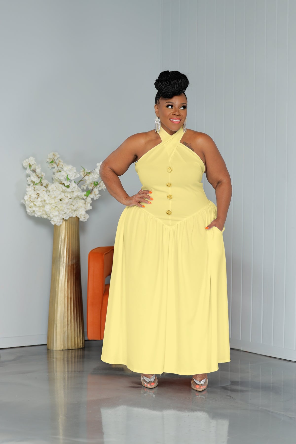 Yellow Mya Halter Dress